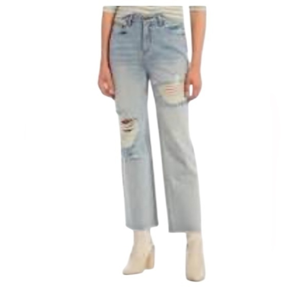 NWT a loves a high waist wide leg distressed washed denim size 30